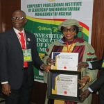 Corporate Professional Institute of Leadership and Humanitarian Management of Nigerian Award to the GM, Mrs. Adedeji Olayinka
